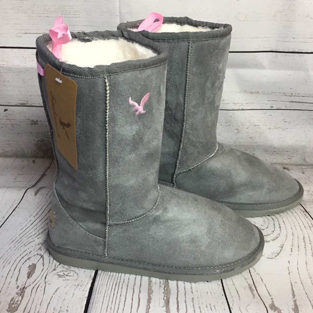 Women’s Gray Cozy Mid Calf Fur Winter Boots